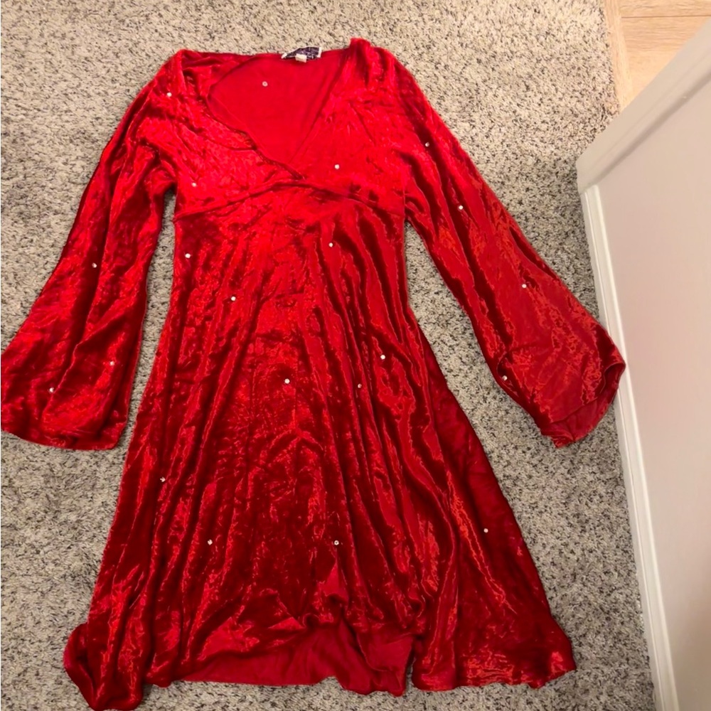 Vintage betsey Johnson velvour red dress